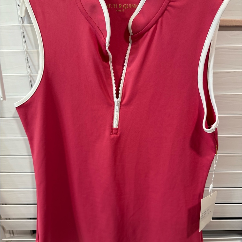 Smith & Quinn Golf Pink Zip-Front Tank Top